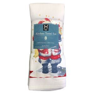 Member's Mark 8-Piece Absorbent 100% Cotton Kitchen Towel Set, Holiday Santa